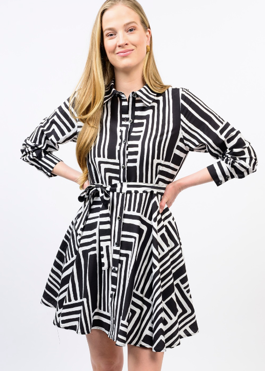 UNCLE FRANK GEOMETRIC DRESS - BLACK AND WHITE