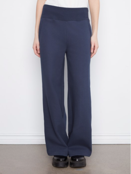 CHARLIE B WIDE LEG FRENCH TERRY PULL ON - MIDNIGHT