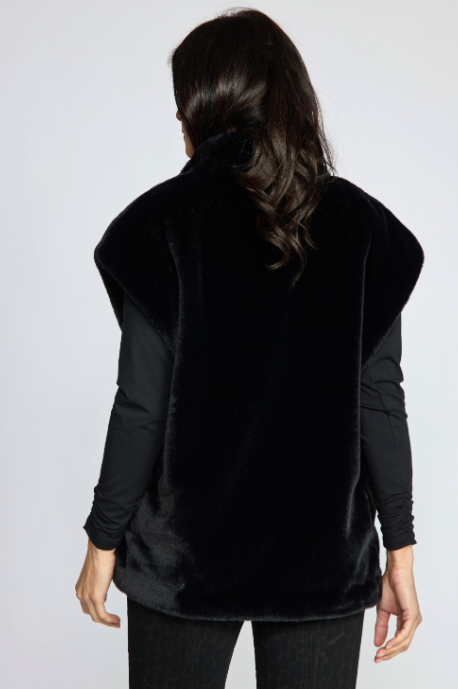 OLIVIA BY HABITAT FAUX FUR STELLAR VEST - BLACK