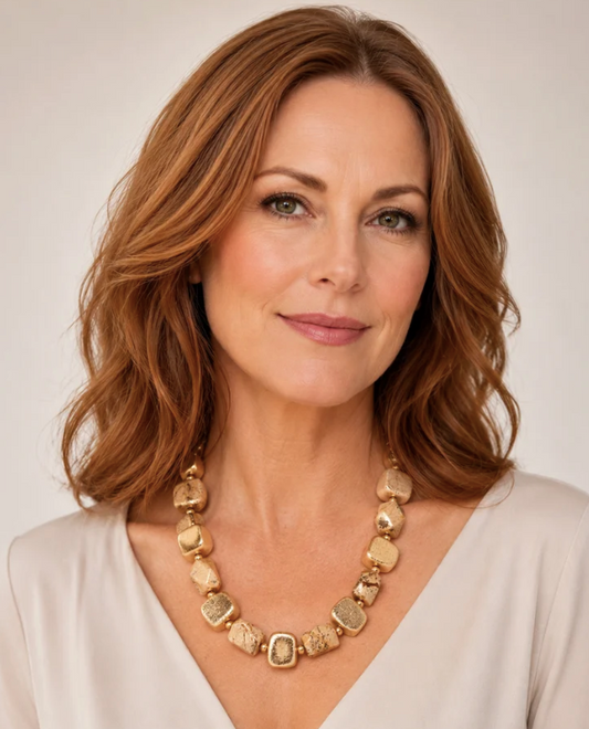 SEA LILY LARGE GOLD AND STONE BEADS NECKLACE