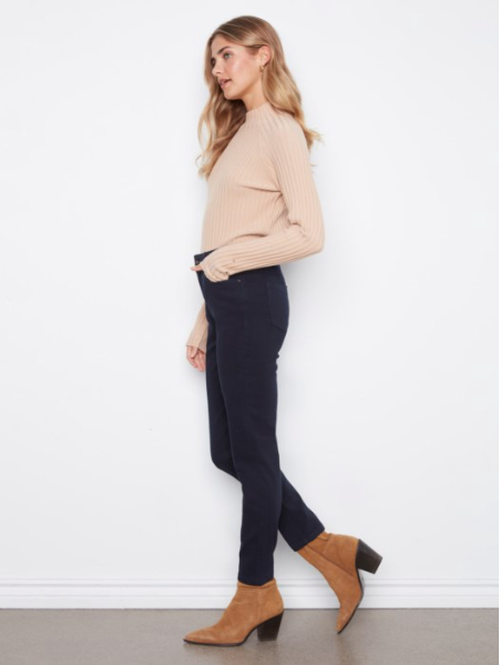 CHARLIE B SLIM LEG TWILL PANTS - INDIGO