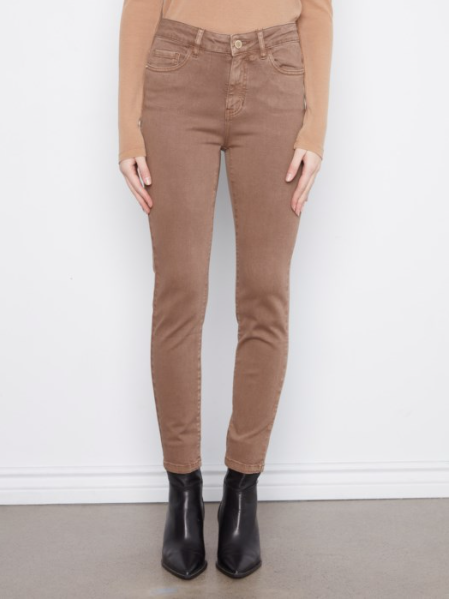 CHARLIE B SLIM LEG TWILL PANTS - TRUFFLE