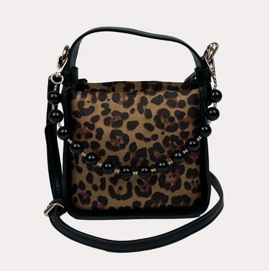 AHDORNED CARLY ANIMAL PRINTED SUEDE CROSSBODY - LEOPARD