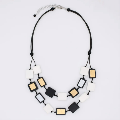 SYLCA MIRA VERDE DOUBLE NECKLACE - BLACK