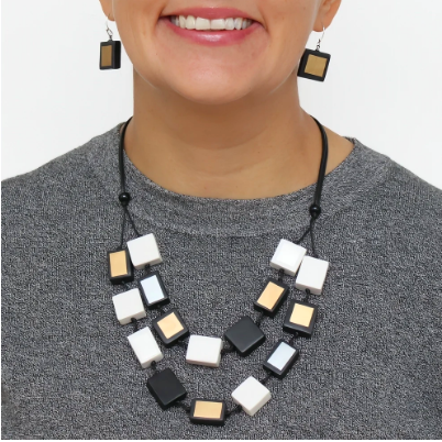 SYLCA MIRA VERDE DOUBLE NECKLACE - BLACK