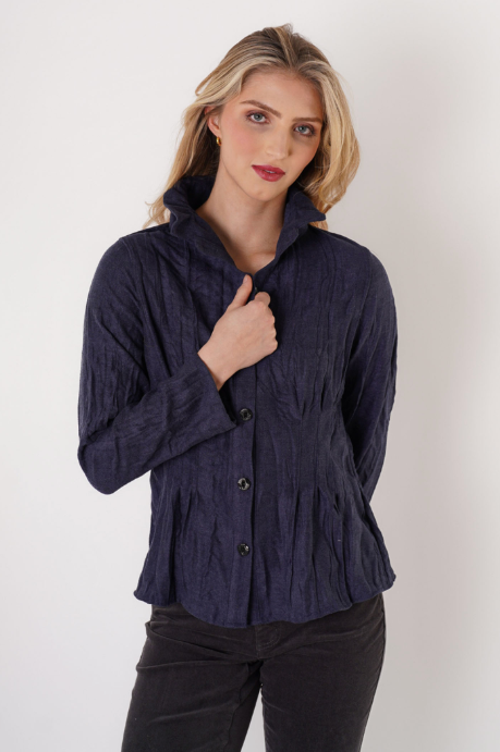 TRISHA TYLER JACKET WITH WIRE COLLAR - NAVY