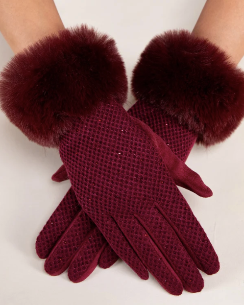 ORIGINAL USA WINTER SHIMMER VEGAN GLOVES - BURGUNDY