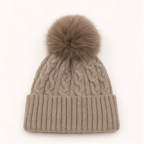 ORIGINAL USA WOOL BLEND SEQUIN HAT - KHAKI