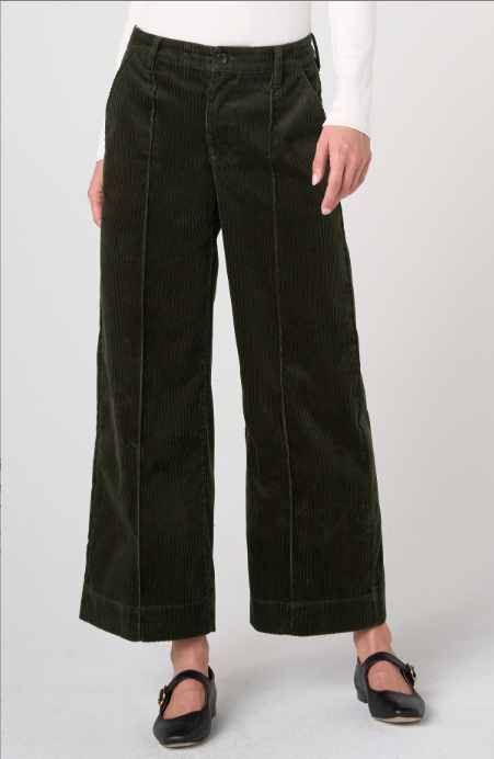 LIVERPOOL MID-RISE CROP WIDE LEG - HUNTER GREEN