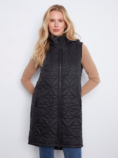 CHARLIE B FULL ZIP SLEEVELESS PUFFER VEST - BLACK