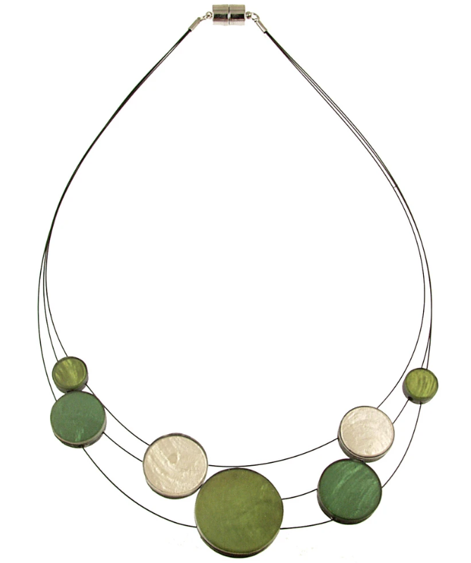 ORIGIN JEWELRY 3 STRAND RESIN DISC - GREEN MULTI