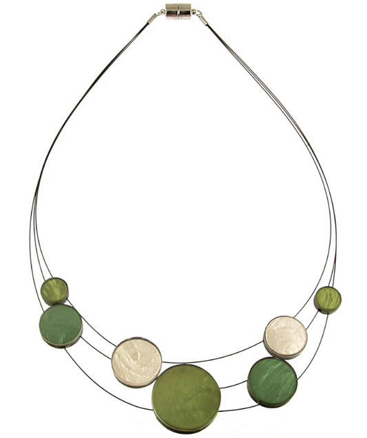 ORIGIN JEWELRY 3 STRAND RESIN DISC - GREEN MULTI