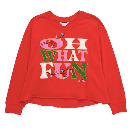 SHIRALEAH OH WHAT FUN SWEATSHIRT - RED MULTI