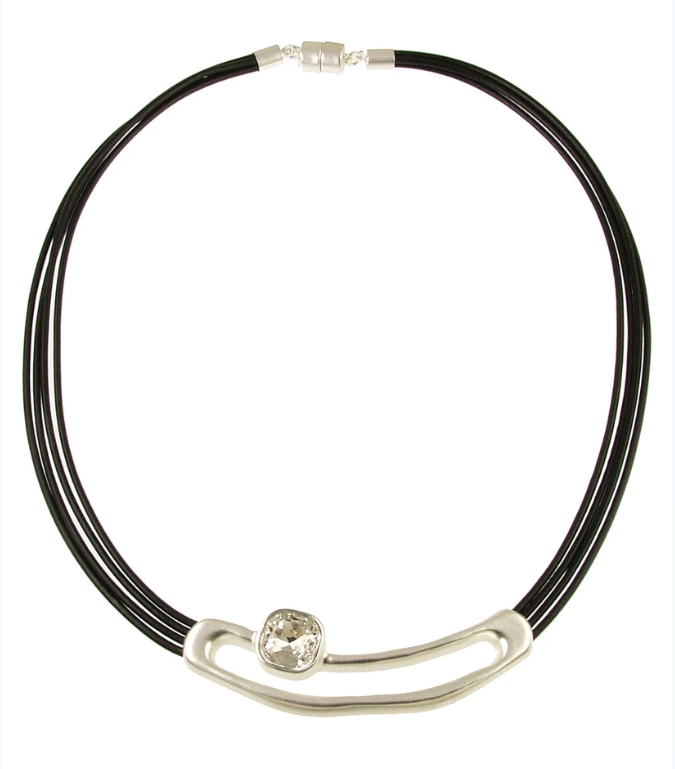 ORIGIN JEWELRY NECKLACE - MATT SILVER, BLACK, CLEAR