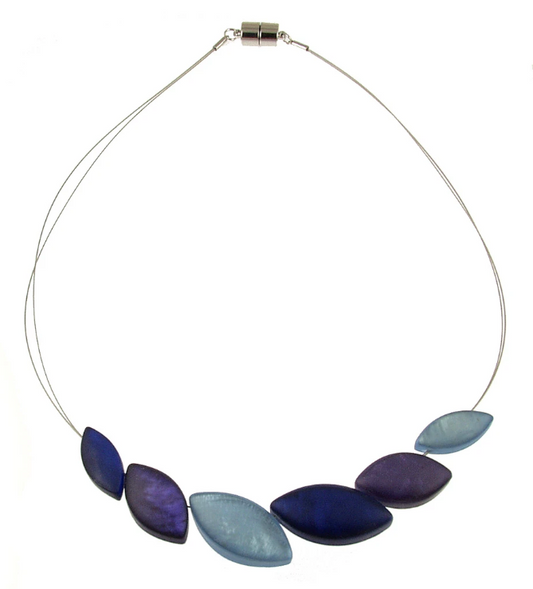 ORIGIN JEWELRY RESIN LEAF NECKLACE - DARK BLUE AND PURPLE