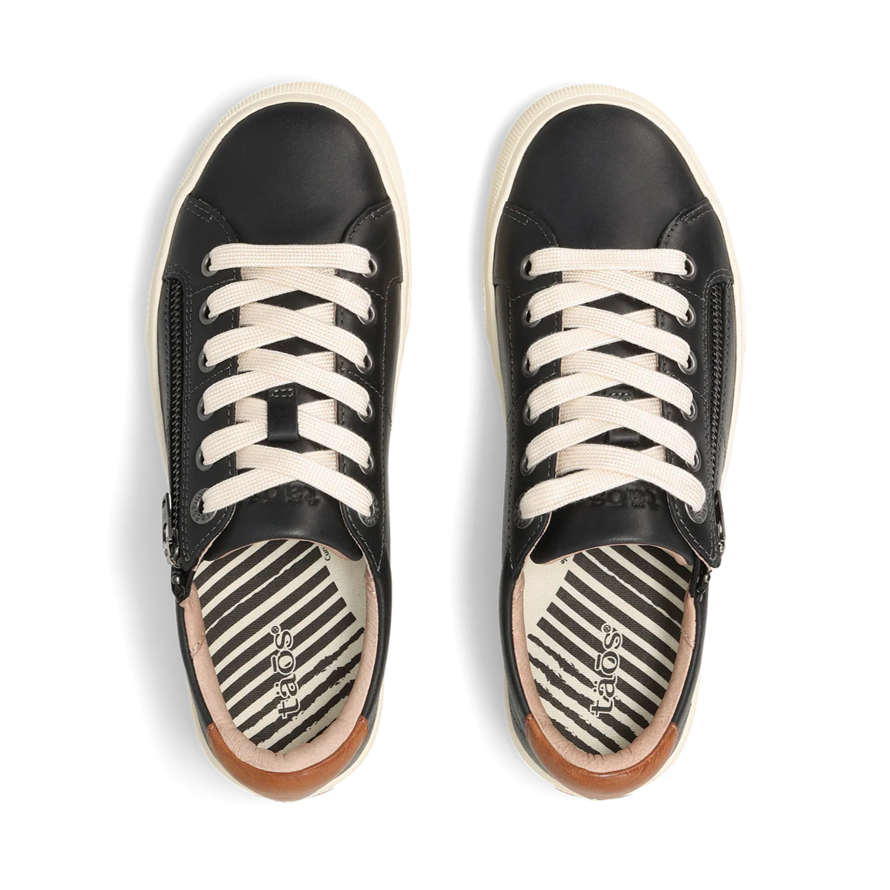 Black sneakers with white laces on a white background