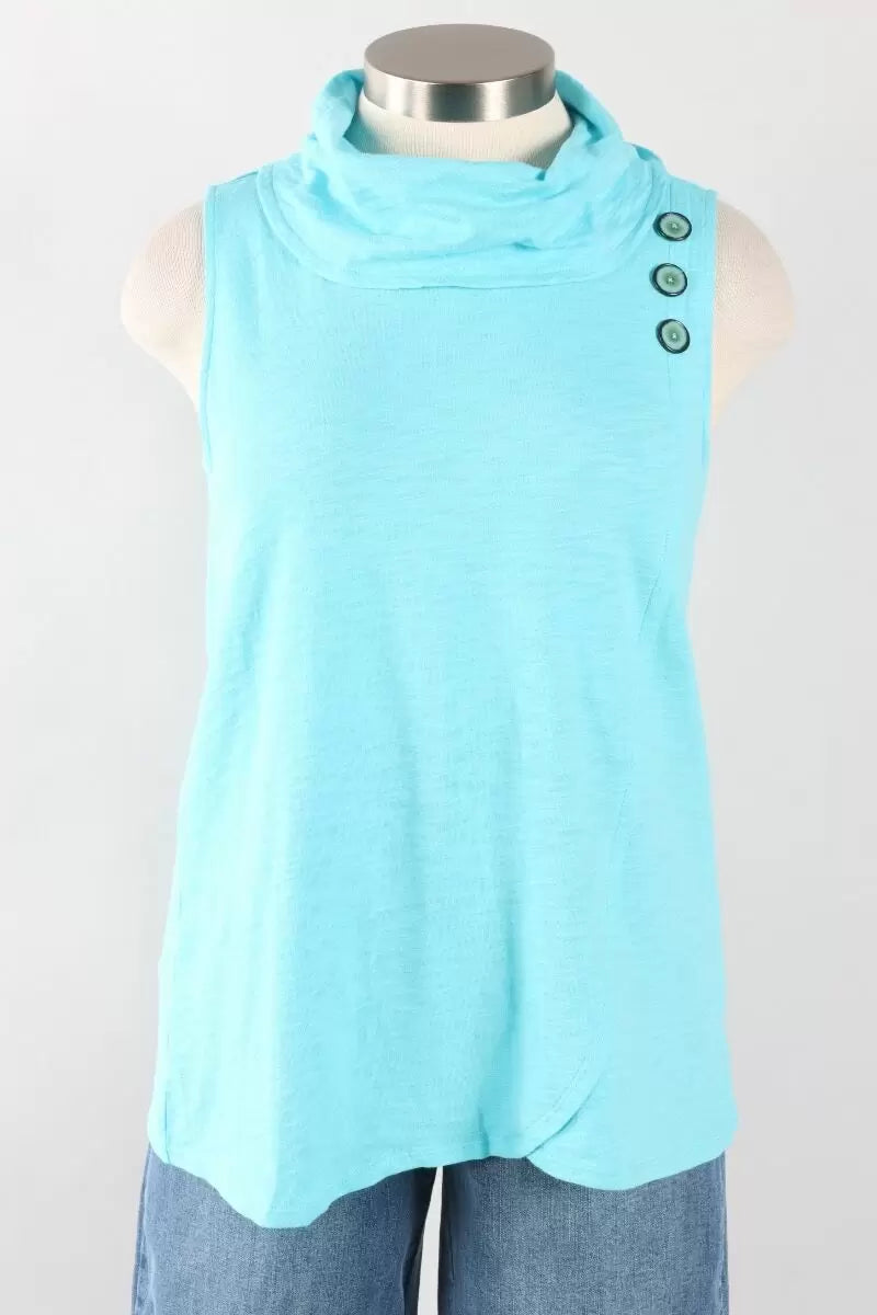 HABITAT SLEEVELESS COWL-NECK TOP - MALIBU BLUE