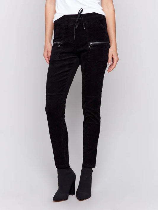 *SALE* CHARLIE B CORDUROY BLACK JOGGER PANT