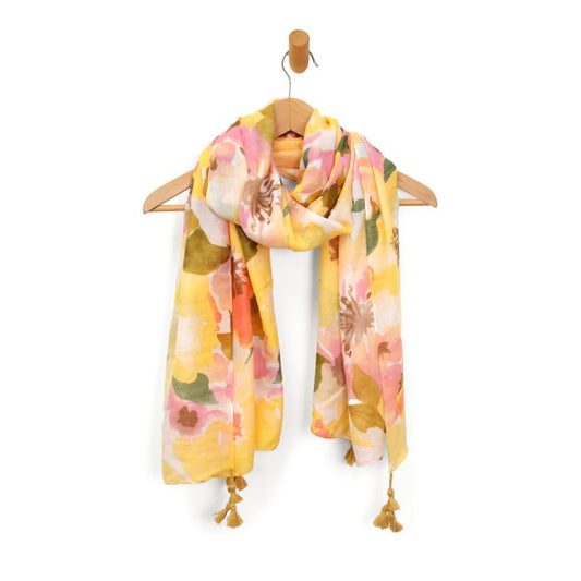 *SALE* JOY ACCESSORIES YELLOW COSMOS FLORAL SCARF - E326816