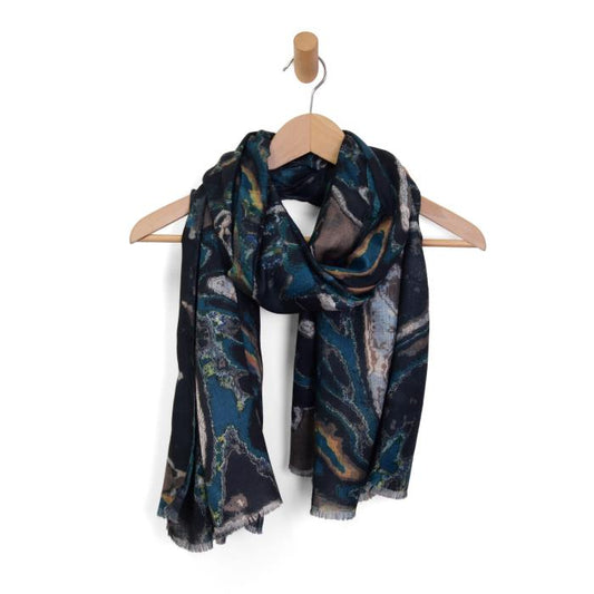 JOY ACCESSORIES BLACK SLICED AGATE SCARF - BLACK MULTI