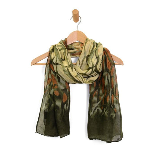 JOY ACCESSORIES ATLAS OF ROOTS SCARF - OLIVE GREEN