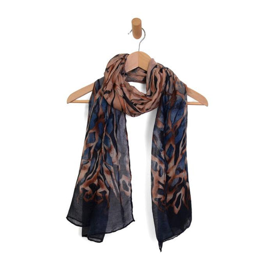 JOY ACCESSORIES ATLAS OF ROOTS SCARF - NAVY MULTI