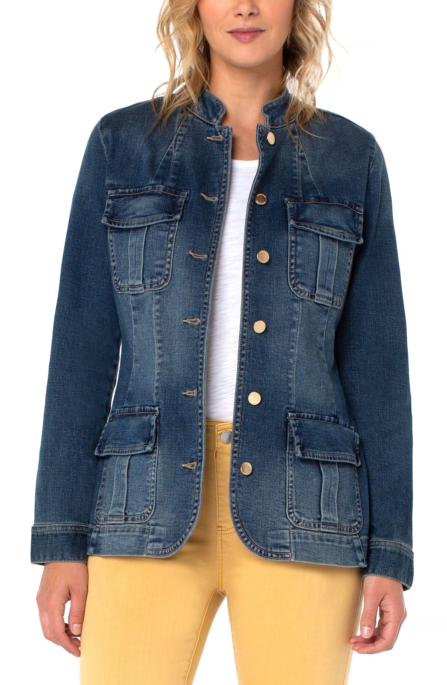 LIVERPOOL SEAMED JACKET WITH POCKETS - DENIM - LM1843SS8MPD