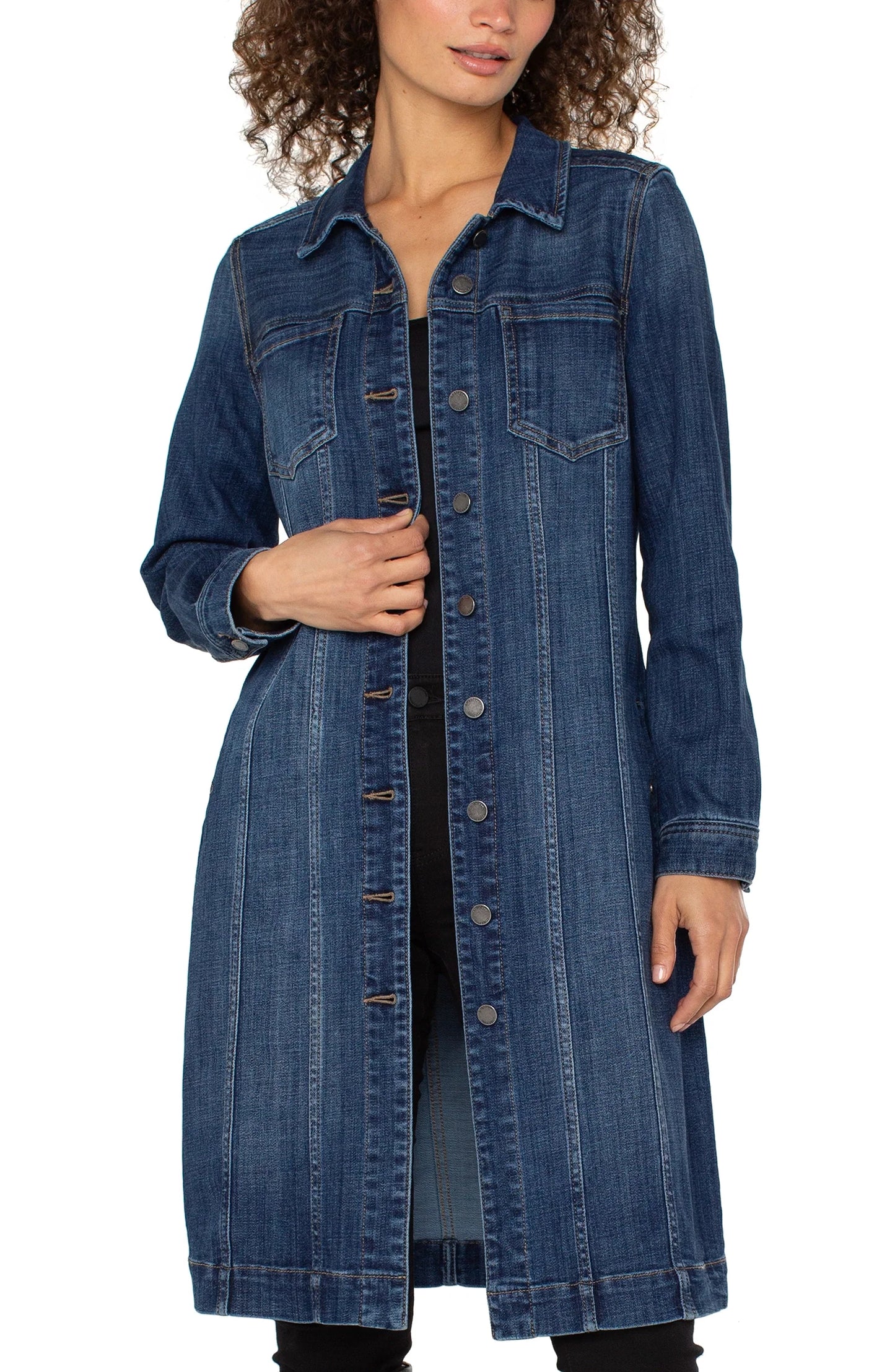 LIVERPOOL LONG TRUCKER JACKET - DENIM