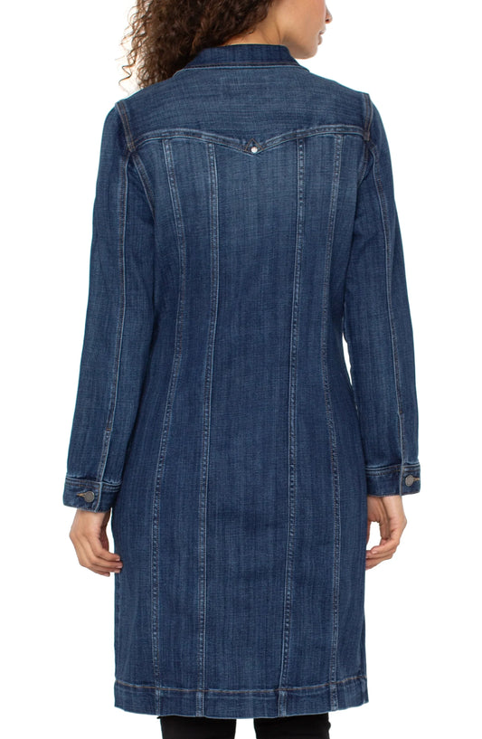 LIVERPOOL LONG TRUCKER JACKET - DENIM