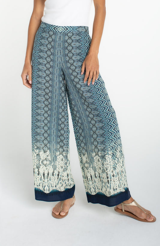 LIVERPOOL PULL-ON PALAZZO PANT - NAVY MULTI