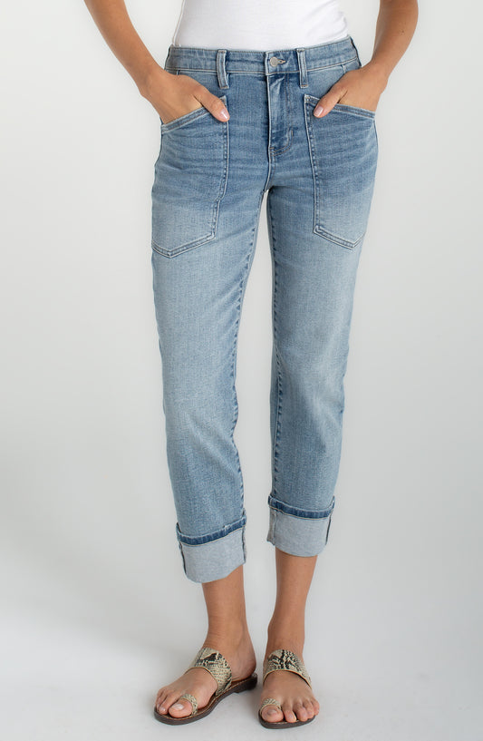 LIVERPOOL MARLEY CROPPED GIRLFRIEND JEAN - DENIM