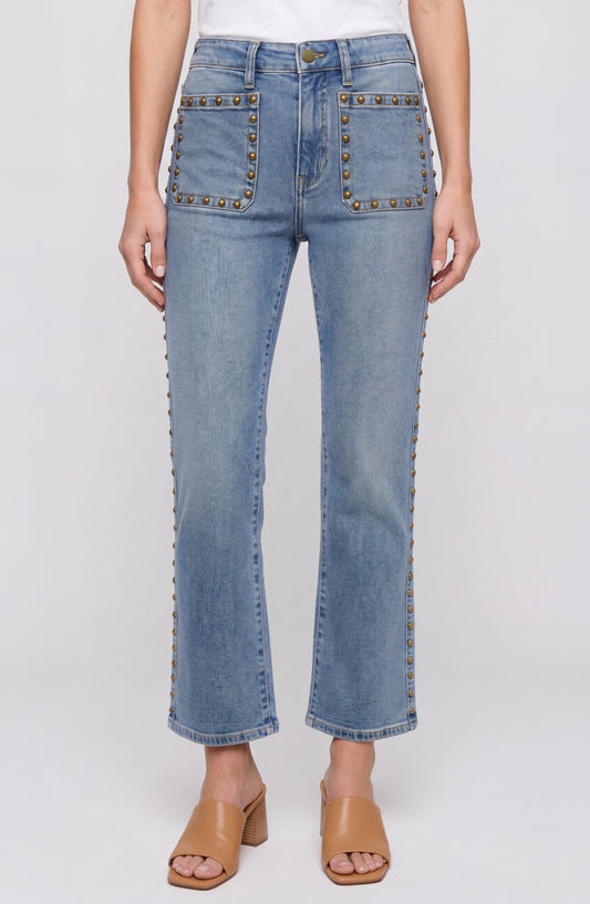LIVERPOOL HANNAH FLARE WITH PATCH POCKETS AND STUDS