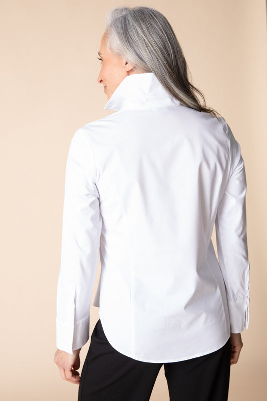 HABITAT KNIT MIX HIDDEN PLACKET TOP - WHITE