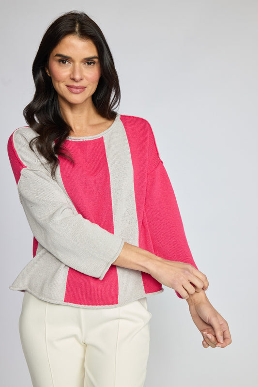 OLIVIA BY HABITAT VERTICAL VIBES PULLOVER - MAGENTA