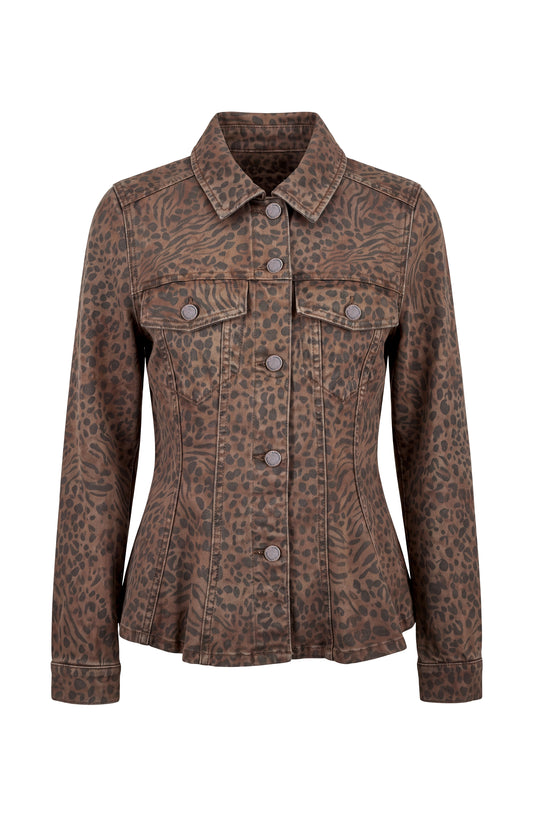 LIVERPOOL FIT AND FLARE TRUCKER JACKET - ABSTRACT ANIMAL