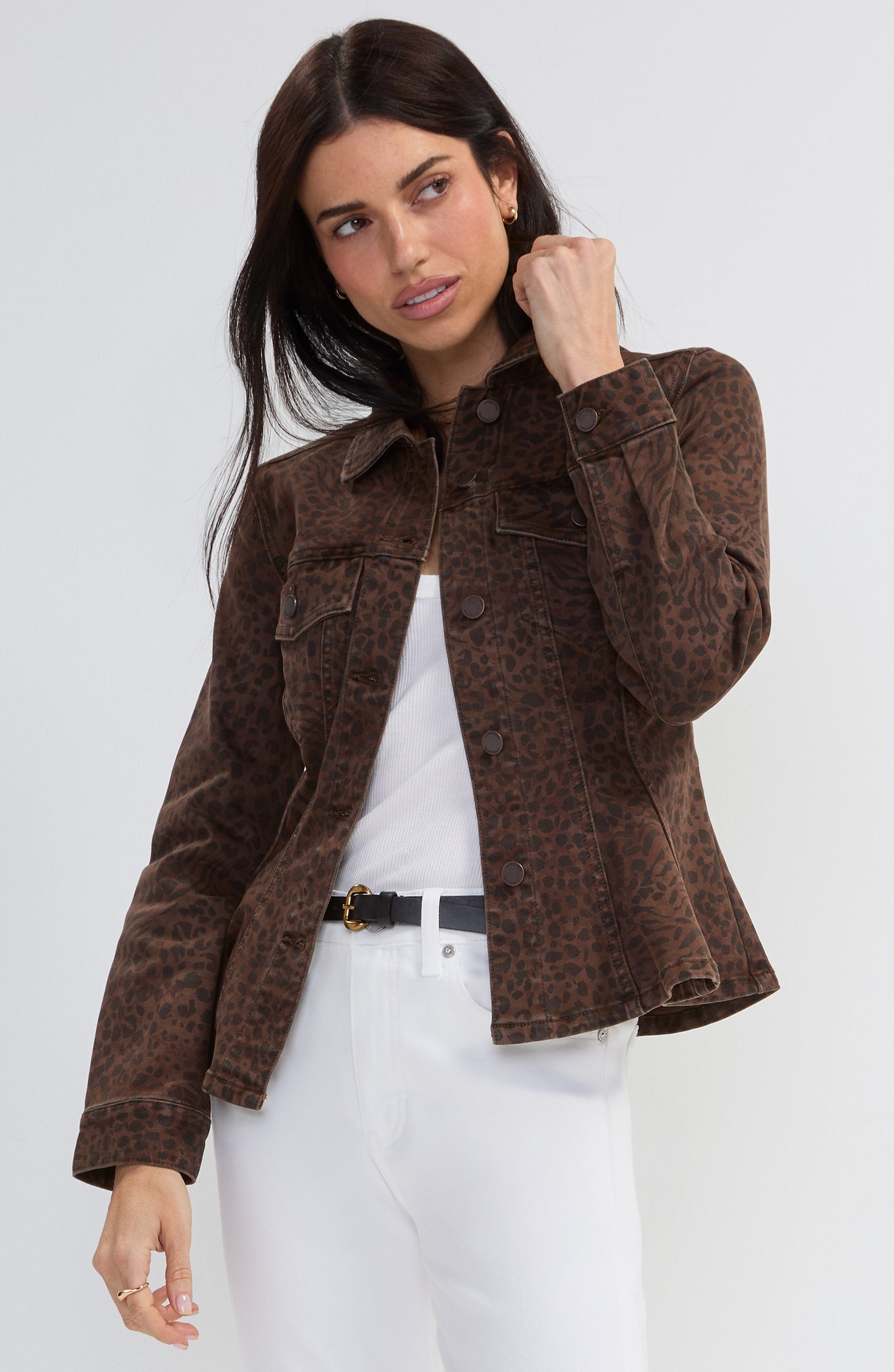 LIVERPOOL FIT AND FLARE TRUCKER JACKET - ABSTRACT ANIMAL