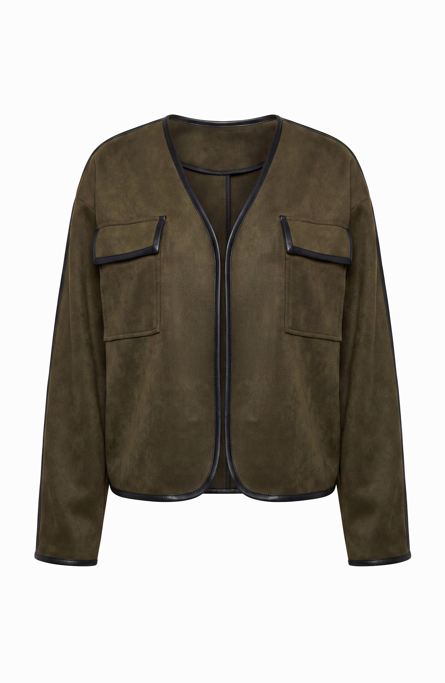 LIVERPOOL RELAXED OPEN FRONT JACKET - DARK OLIVE