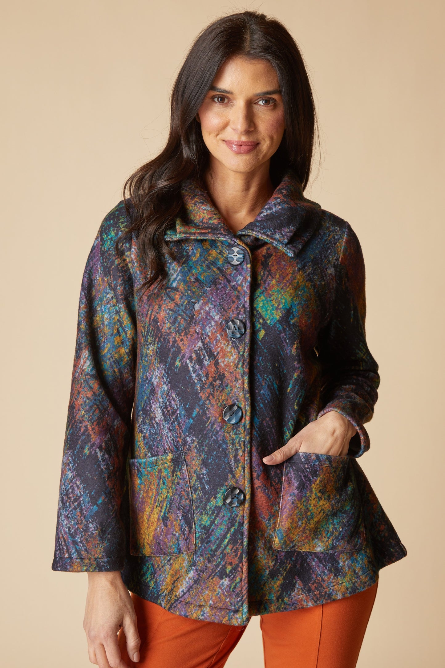 HABITAT SUNSET FLEECE SWING COAT - MULTI