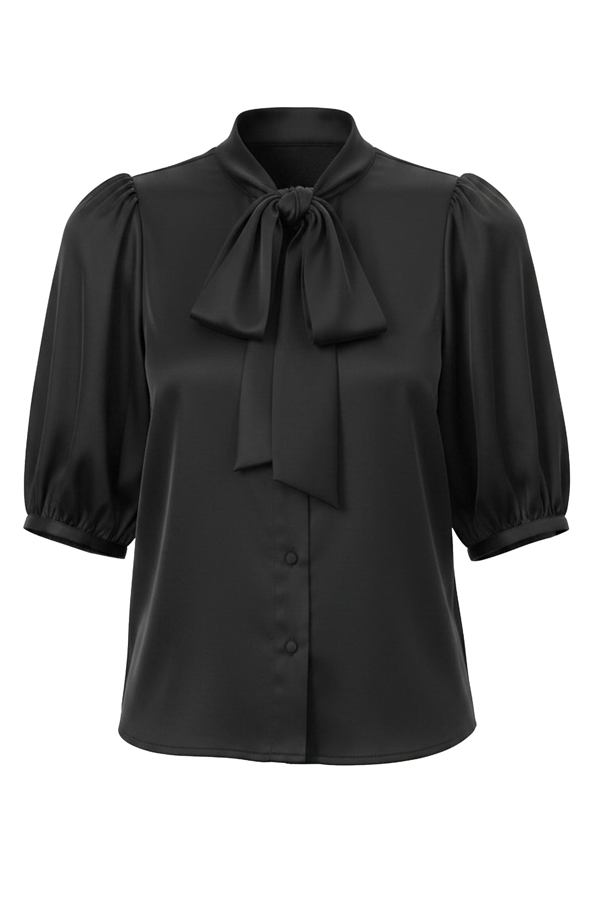 LIVERPOOL ELBOW LENGTH PUFF SLEEVE TOP - BLACK