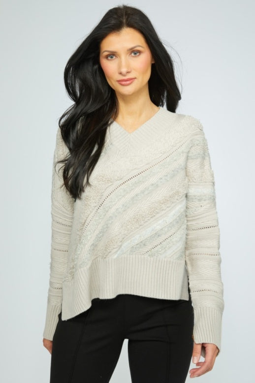 OLIVIA BY HABITAT MIXED MEDIA PULLOVER - CLOUD