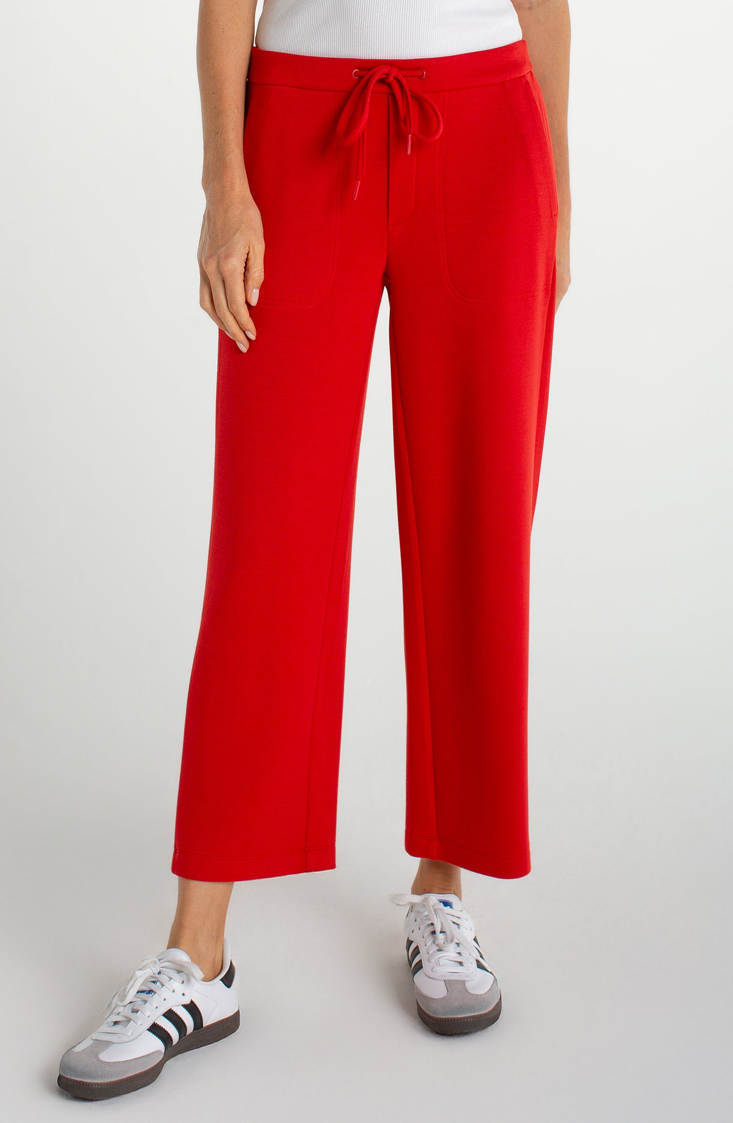LIVERPOL PULL-ON WIDE LEG CROP TROUSER - RED