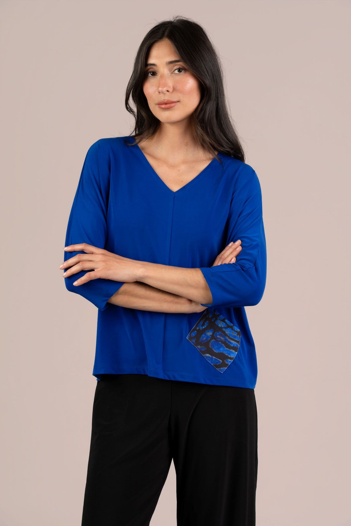 SYMPLI REVEL TOP PRINT POCKET - LAPIS AND WINGFALL