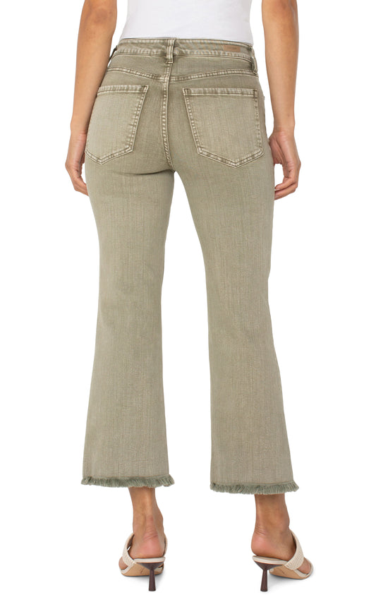LIVERPOOL HANNAH CROP FLARE - OLIVE GREEN
