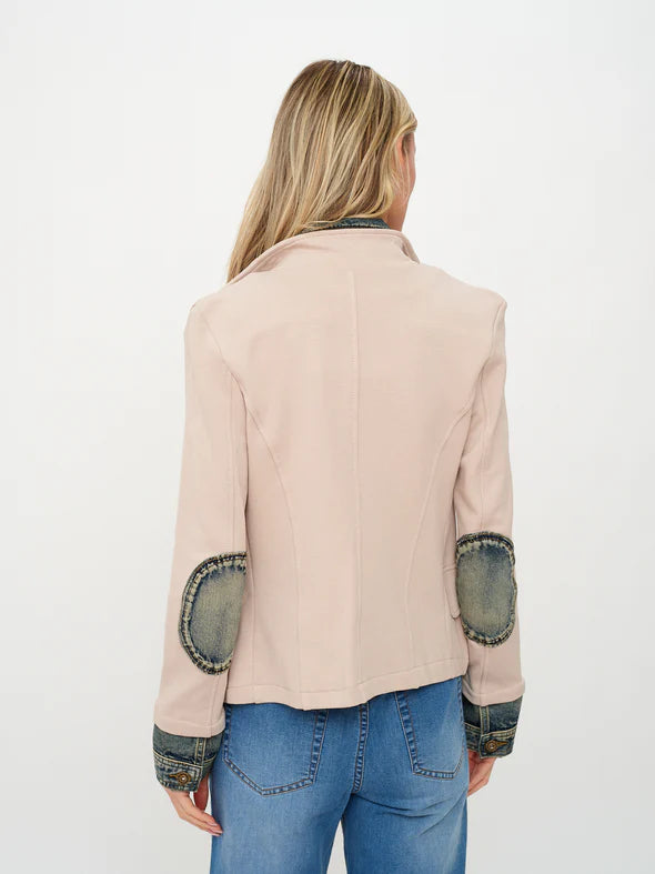 SIX/FIFTY MIXED MEDIA DENIN JACKET - TAUPE MULTI