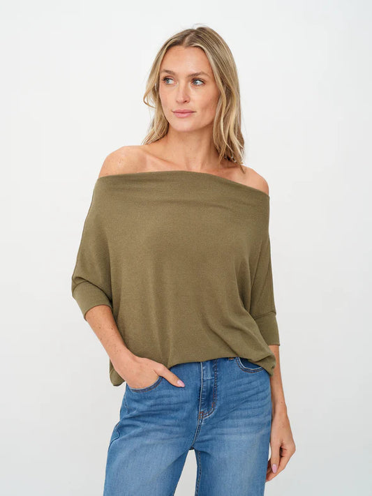SIX/FIFTY SHORT-SLEEVE ANYWHERE TOP - OLIVE