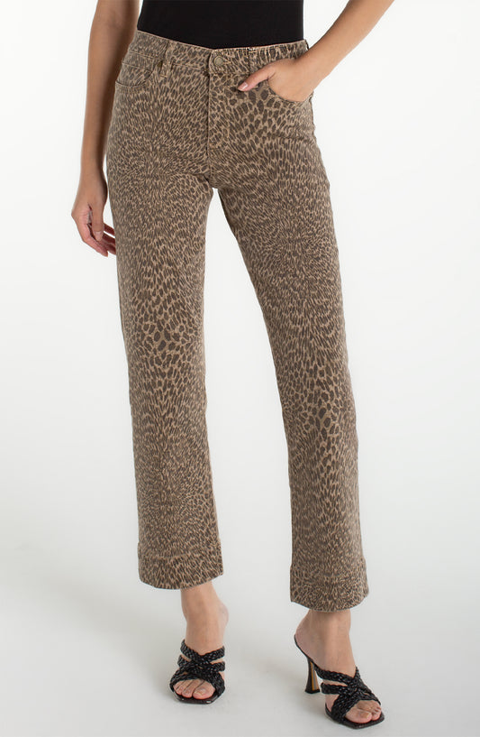 LIVERPOOL KENNEDY STRAIGHT W/ PRINT - KHAKI ANIMAL