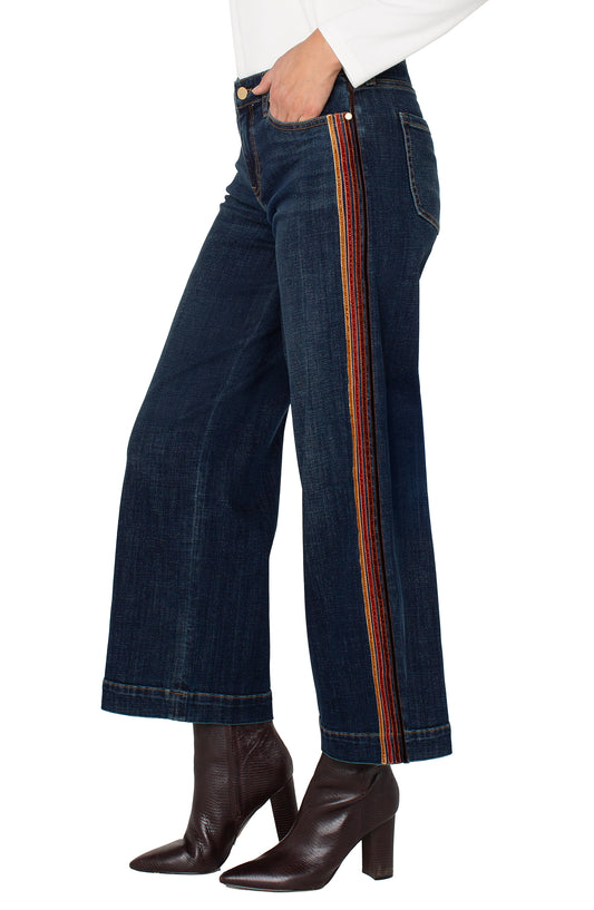 LIVERPOOL STRIDE WIDE-LEG PANT WITH VELVET TRIM