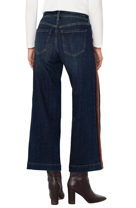 LIVERPOOL STRIDE WIDE-LEG PANT WITH VELVET TRIM
