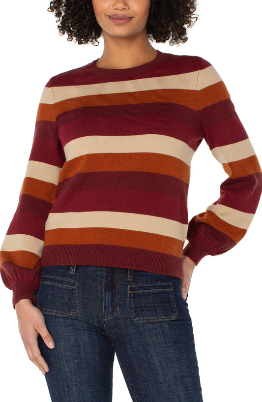 LIVERPOOL LONG-SLEEVE CREW-NECK STRIPED SWEATER - MULTI