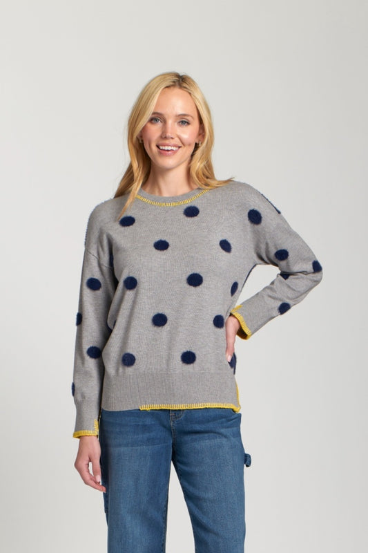 APNY POLKA DOT SWEATER - GREY MULTI